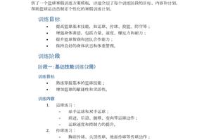 如何制定个性化的篮球进步训练计划?